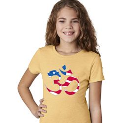 Girls Yoga Shirt Patriotic Om Tee T-Shirt