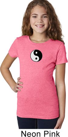 Girls Yoga Shirt Yin Yang Patch Small Print Tee T-Shirt