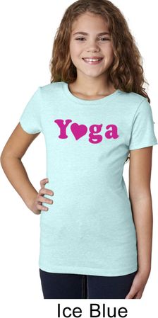 Girls Yoga Shirt Yoga Heart Neon Tee T-Shirt