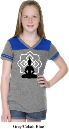 Girls Yoga Tee Buddha Lotus Pose Football Shirt