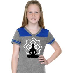 Girls Yoga Tee Buddha Lotus Pose Football Shirt