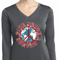 Give Peace A Chance Ladies Dry Wicking Long Sleeve Shirt