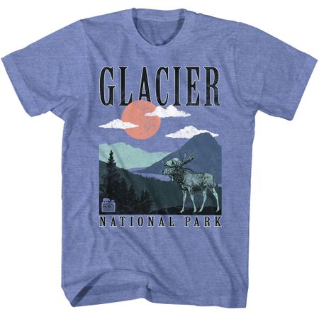 Glacier National Park Adult T-shirt - Light Blue Heather