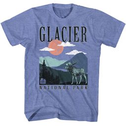 Glacier National Park Adult T-shirt - Light Blue Heather Glacier National Park Adult T-shirt - Light Blue Heather