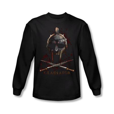 Gladiator Shirt Helmet Long Sleeve Black Tee T-Shirt