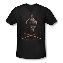Gladiator Shirt Slim Fit V Neck Helmet Black Tee T-Shirt
