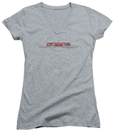 GMC Juniors V Neck Shirt Chrome Logo Athletic Heather T-Shirt