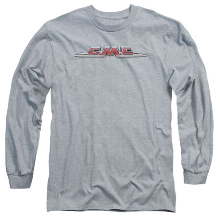 GMC Long Sleeve Shirt Chrome Logo Athletic Heather Tee T-Shirt