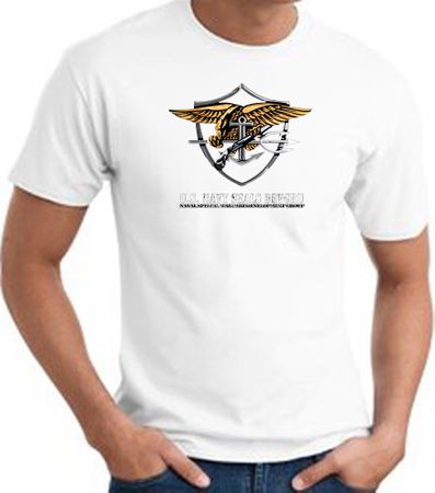 God Bless America US Navy Seal Patriotic Adult T-shirt - White