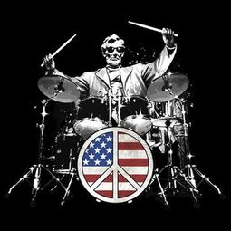 Abe Lincoln Rocks Adult T-shirt - Patriotic Drummer Tee