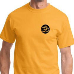 Gold AUM Patch Pocket Print Mens Yoga Shirts