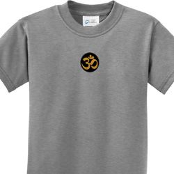 Gold AUM Patch Middle Print Kids Yoga Shirts