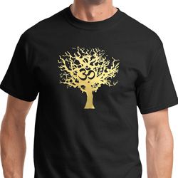 Gold Foil Tree of Life Mens Yoga Shirts