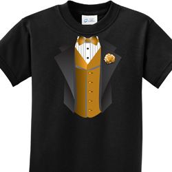 Gold Vest Tuxedo Kids Shirt