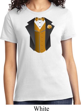 Gold Vest Tuxedo Ladies Shirt