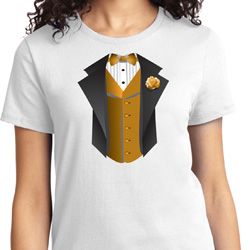 Gold Vest Tuxedo Ladies Shirt