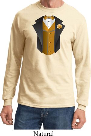 Gold Vest Tuxedo Long Sleeve Shirt