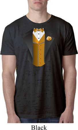Gold Vest Tuxedo Mens Burnout Shirt