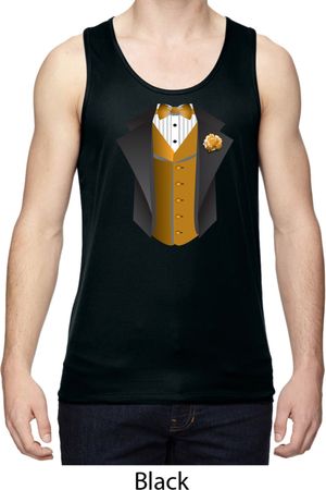 Gold Vest Tuxedo Mens Moisture Wicking Tanktop
