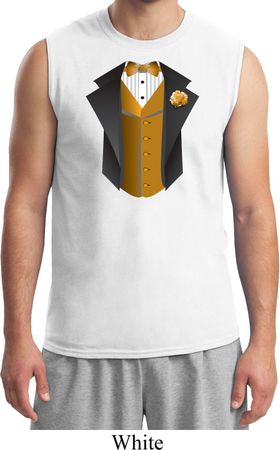 Gold Vest Tuxedo Mens Muscle Shirt