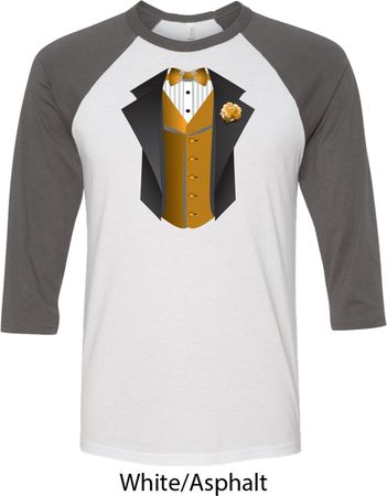 Gold Vest Tuxedo Mens Raglan Shirt