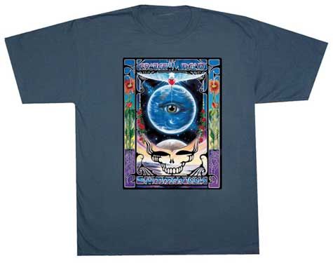 T-shirt Vintage Grateful Dead Eyes Of The World - Liquid Blue - Taille XL - Années 90