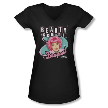 Grease Shirt Juniors V Neck Beauty School Dropout Black Tee T-Shirt