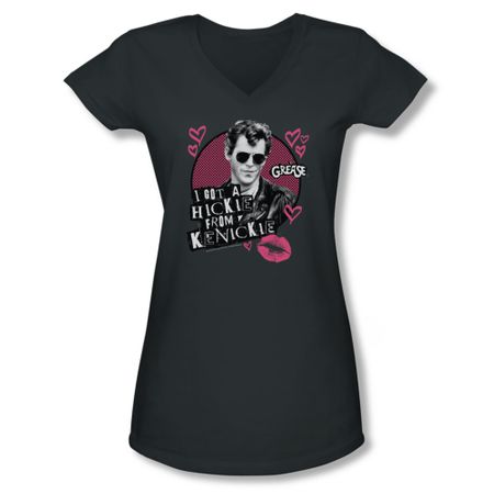 Grease Shirt Juniors V Neck Kenickie Charcoal Tee T-Shirt
