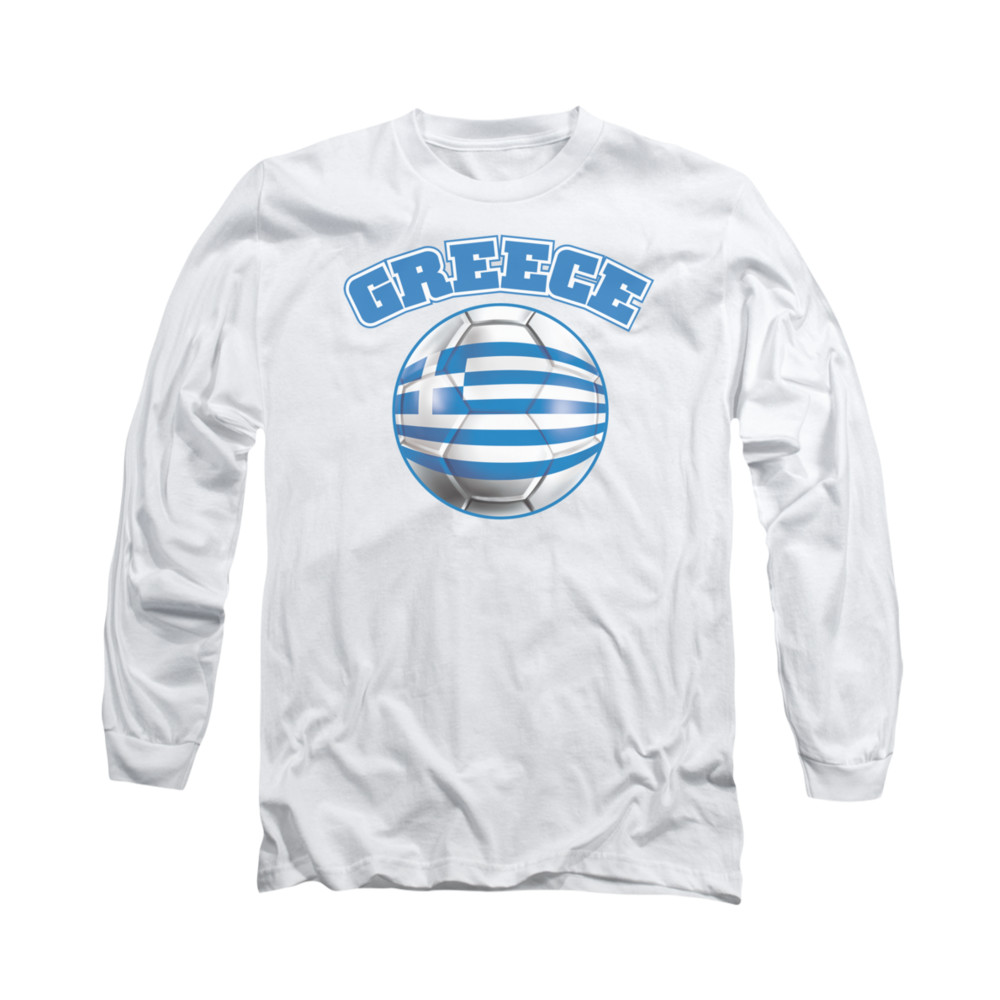 Greece Soccer Futbol Shirt Long Sleeve White Tee TShirt Greece