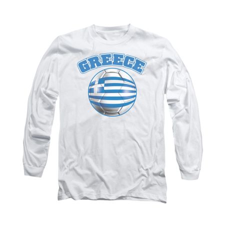 Greece Soccer Futbol Shirt Long Sleeve White Tee T-Shirt