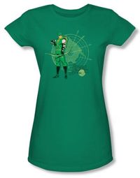 Green Arrow Juniors T-shirt - Arrow Target DC Comics Kelly Green Tee Green Arrow Juniors T-shirt - Arrow Target DC Comics Kelly Green Tee
