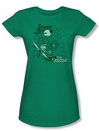 Green Arrow Juniors T-shirt - The Emerald Archer Kelly Green Tee