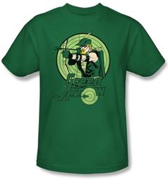 Green Arrow T-shirt - DC Comics Adult Kelly Green Tee Green Arrow T-shirt - DC Comics Adult Kelly Green Tee