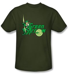 Green Arrow T-shirt - Green Arrow DC Comics Adult Military Green Tee Green Arrow T-shirt - Green Arrow DC Comics Adult Military Green Tee