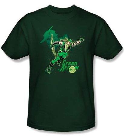 Green Arrow T-shirt - In Action Adult Hunter Green Tee