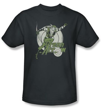 Green Arrow T-shirt - Right On Target DC Comics Adult Charcoal Tee