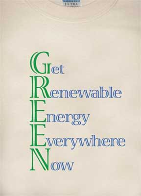 Green Energy Environmental Conservation Adult Unisex T-shirt Tee Shirt