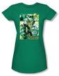 Green Lantern Juniors Shirt Panels Justice League Kelly Green Tee