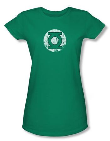 Green Lantern Juniors T-shirt Distressed Lantern Logo Kelly Green Tee