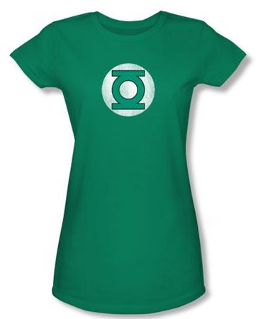 Green Lantern Juniors T-shirt Distressed Logo Girly Tee Kelly Green