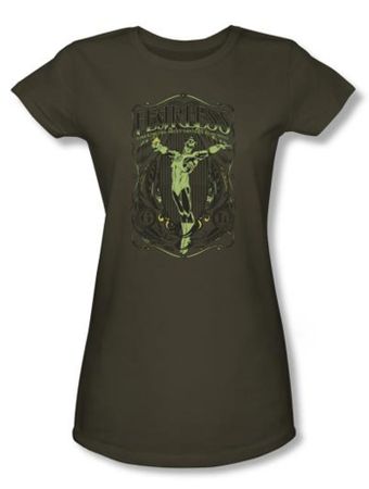 Green Lantern Juniors T-shirt Fearless Army Green Girly Tee
