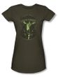 Green Lantern Juniors T-shirt Fearless Army Green Girly Tee