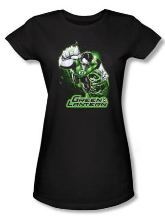 Green Lantern Juniors T-shirt Green and Gray Girly Black Tee