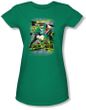 Green Lantern Juniors T-shirt Space Sector 2814 Kelly Green Girly Tee
