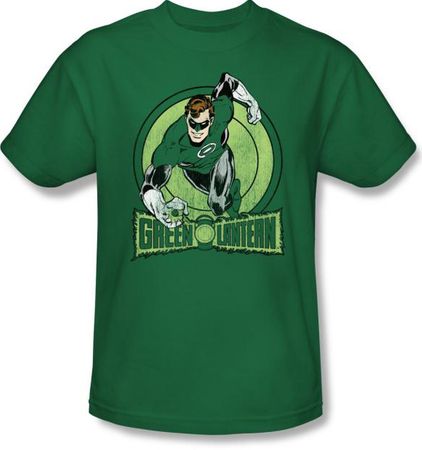 Green Lantern Superhero T-shirt - Flying DC Comics Kelly Green Tee