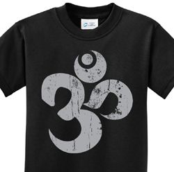 Grey Distressed OM Kids Yoga Shirts