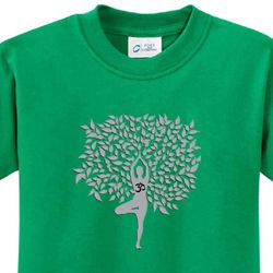 Grey Tree Pose Kids Yoga Shirts