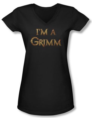 Grimm Shirt Juniors V Neck I'm A Grimm Black Tee T-Shirt