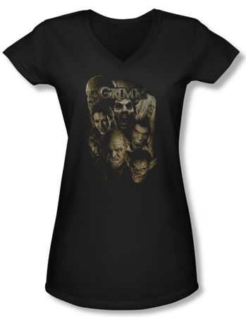 Grimm Shirt Juniors V Neck Wesen Black Tee T-Shirt