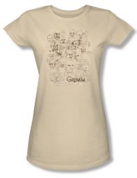 Grimm Shirt Juniors Wesen Sketches Cream Tee T-Shirt